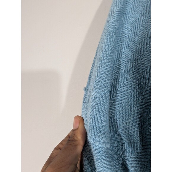 American Eagle Womens Blue Textured Henley Oversized Pullover Sz XS Streetwear - Picture 7 of 8